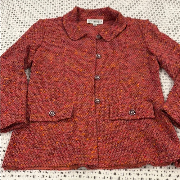 St. John Collection tweed jacket, peachy/pink with flecks, pockets, size 10 - Picture 1 of 10